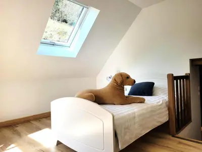 Un ou plusieurs lits dans un hébergement de l'établissement Gîte de France Gîte le petit air 3 épis - Gîte de France 3 personnes MAE-6624
