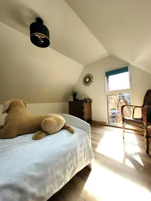 Un ou plusieurs lits dans un hébergement de l'établissement Gîte de France Gîte le petit air 3 épis - Gîte de France 3 personnes MAE-6624