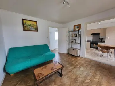 Coin salon dans l'établissement La libellule Pelaude Appartement 4-6 personnes avec terrasse