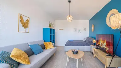 Coin salon dans l'établissement Bleu Paon - Welc'Home