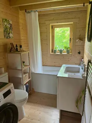Salle de bains dans l'établissement Cabane de Mardil