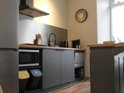 Cuisine ou kitchenette dans l'établissement Logis La P'tite Futée