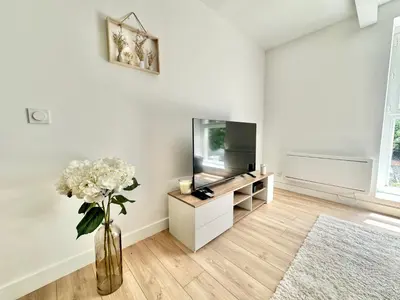 Télévision ou salle de divertissement dans l'établissement Le Renouveau, neuf et tout équipé