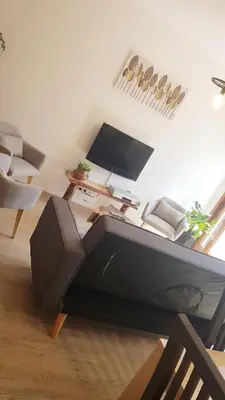 Télévision ou salle de divertissement dans l'établissement Vacances à la Campagne 3 étoiles à 30min des pistes de ski Mont Dore Sancy