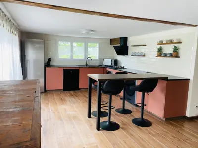Cuisine ou kitchenette dans l'établissement La Ferme d'Antan - Thalamy