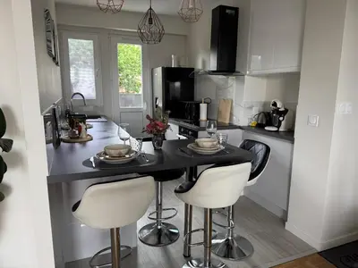 Cuisine ou kitchenette dans l'établissement Appartement chaleureux et spacieux T3