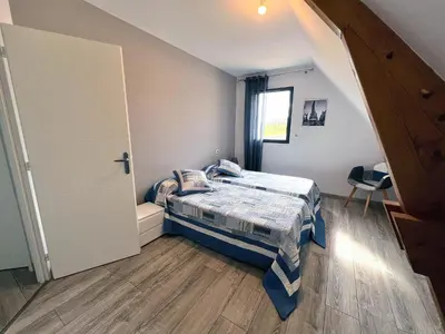 Un ou plusieurs lits dans un hébergement de l'établissement Villa Poujol en Dordogne, piscine chauffée