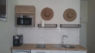 Cuisine ou kitchenette dans l'établissement Le studio à petit prix