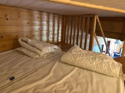 Un ou plusieurs lits dans un hébergement de l'établissement Appartement Chalet, 8 personnes - L'Oustal