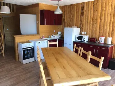 Cuisine ou kitchenette dans l'établissement Appartement Chalet, 8 personnes - L'Oustal