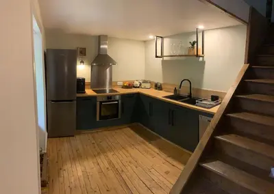 Cuisine ou kitchenette dans l'établissement Gîte Nature