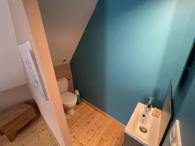 Salle de bains dans l'établissement Duplex rénové 2 chambres, proche pistes, navette et gare, avec wifi et équipements complets - FR-1-787-4