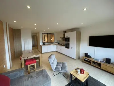 Cuisine ou kitchenette dans l'établissement Appartement cosy 6 couchages, accès pistes, parking - FR-1-787-1