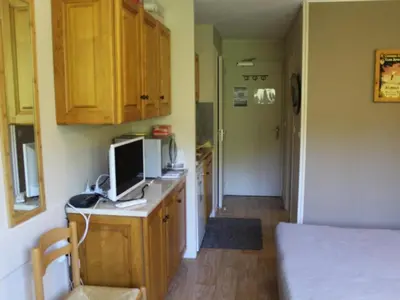 Cuisine ou kitchenette dans l'établissement Studio cosy 2/3 pers, 200m pistes, wifi, parking, animaux ok - FR-1-787-49