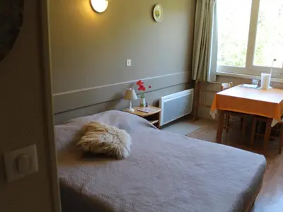 Un ou plusieurs lits dans un hébergement de l'établissement Studio cosy 2/3 pers, 200m pistes, wifi, parking, animaux ok - FR-1-787-49