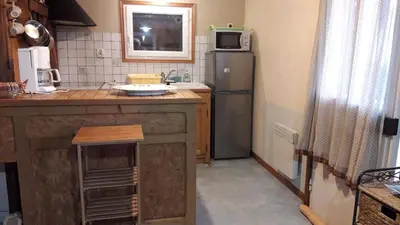 Cuisine ou kitchenette dans l'établissement Chalet 3 chambres point de vue depuis la grande terrasse