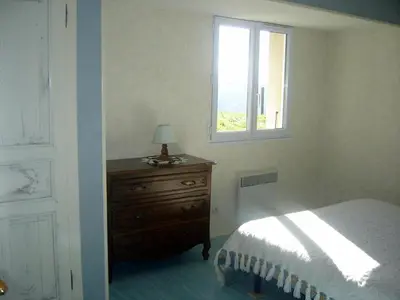 Un ou plusieurs lits dans un hébergement de l'établissement Chalet 3 chambres point de vue depuis la grande terrasse