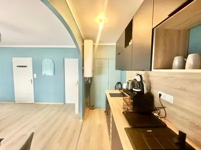 Cuisine ou kitchenette dans l'établissement Le Palmier Doré, central et élégant