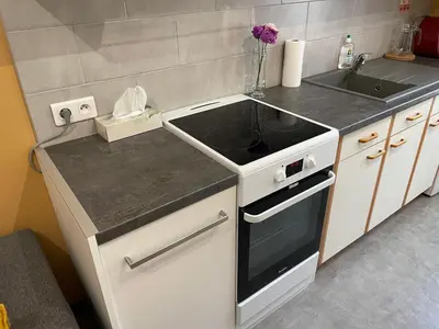 Cuisine ou kitchenette dans l'établissement Charmant appartement centre ville proche thermes