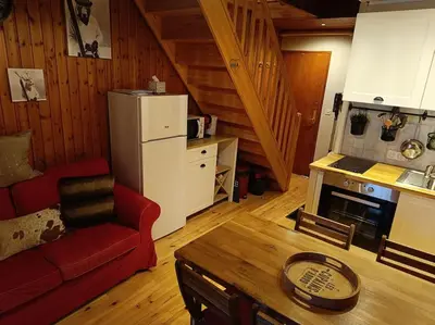 Cuisine ou kitchenette dans l'établissement Charmant Chalet de montagne