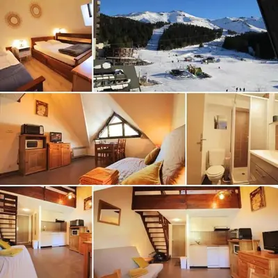 Un ou plusieurs lits dans un hébergement de l'établissement Studio duplex au pied des pistes