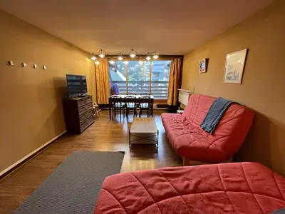 Coin salon dans l'établissement Appartement cosy avec balcon au cœur de la station - FR-1-787-78