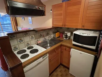 Cuisine ou kitchenette dans l'établissement Appartement cosy avec balcon au cœur de la station - FR-1-787-78