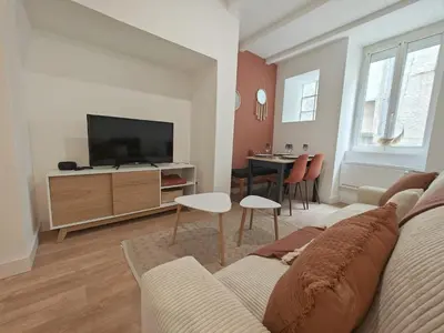 Télévision ou salle de divertissement dans l'établissement L'Ovalie, central et chaleureux