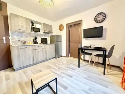 Cuisine ou kitchenette dans l'établissement Le Safari, central et cosy