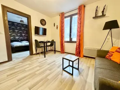 Télévision ou salle de divertissement dans l'établissement Le Safari, central et cosy