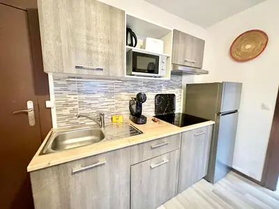 Cuisine ou kitchenette dans l'établissement Le Safari, central et cosy