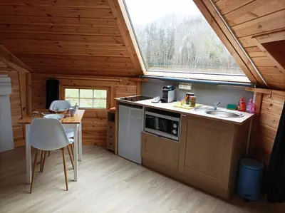 Cuisine ou kitchenette dans l'établissement Kota 'Dans les étoiles'