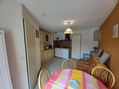 Cuisine ou kitchenette dans l'établissement Charmant T2 proche pistes avec parking et balcon - FR-1-787-79