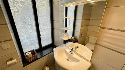 Salle de bains dans l'établissement Au Cœur du Mont Dore 6 personnes