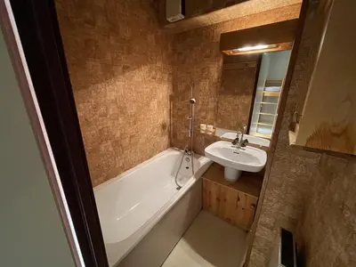 Salle de bains dans l'établissement Charmant T2 cabine au pied des pistes avec balcon et commodités - FR-1-787-85