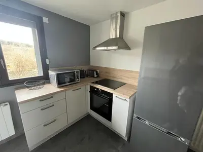 Cuisine ou kitchenette dans l'établissement le Visiteur