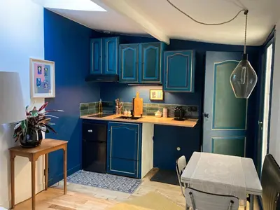 Cuisine ou kitchenette dans l'établissement L île inconnue