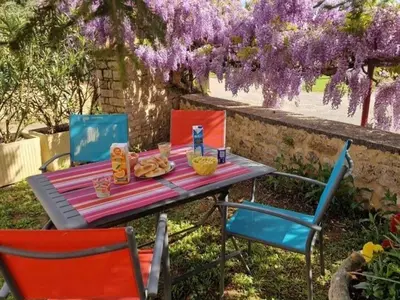 Jardin de l'établissement Gîte douillet 4 pers. avec jardin et terrasse - FR-1-616-392