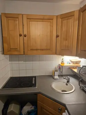 Cuisine ou kitchenette dans l'établissement App 2 chambres SuperBesse 35m2 4 à 6 personnes proches Lacs et commerces