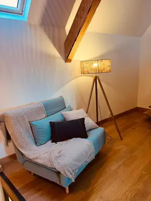 Coin salon dans l'établissement Maison authentique au cœur des montagnes, 8pers