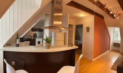 Cuisine ou kitchenette dans l'établissement Appartement centre Mur de Barrez