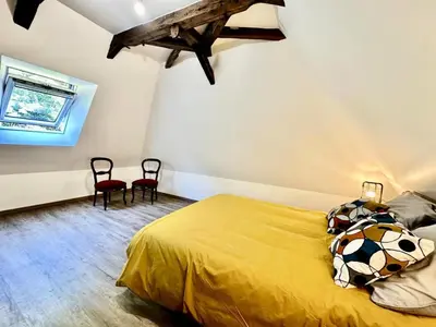 Un ou plusieurs lits dans un hébergement de l'établissement Gîte de France Chez le bassot 3 épis - Gîte de France 6 personnes MAE-1461
