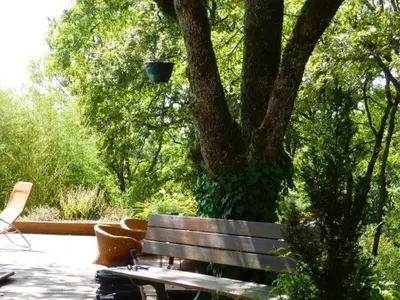 Jardin de l'établissement Maison bois avec piscine privée et Wifi, animaux admis - FR-1-616-447