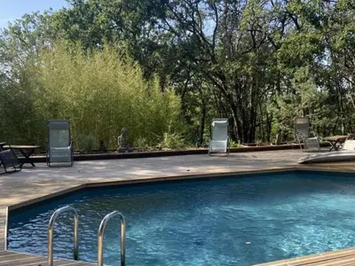 Piscine de l'établissement Maison bois avec piscine privée et Wifi, animaux admis - FR-1-616-447 ou située à proximité