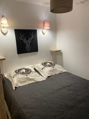 Un ou plusieurs lits dans un hébergement de l'établissement Appartement centre ville avec balcon