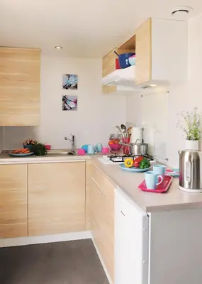 Cuisine ou kitchenette dans l'établissement Camping La Plage