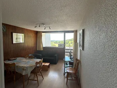 Coin salon dans l'établissement Appartement rénové au cœur de Super Besse avec balcon et parking privé - FR-1-814-81