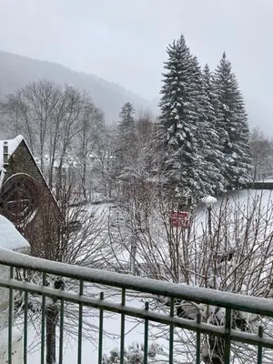 L'établissement Nid douillet avec balcon et vue montagne Mt Dore en hiver