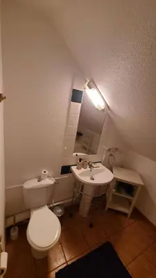 Salle de bains dans l'établissement Charmant Duplex en bord de Dordogne - Argentat- Corrèze