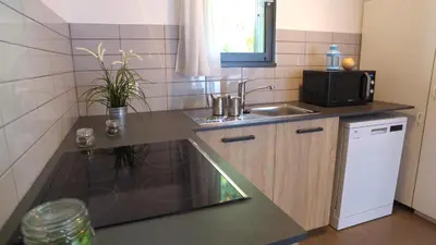 Cuisine ou kitchenette dans l'établissement VVF Cantal Champs-sur-Tarentaine